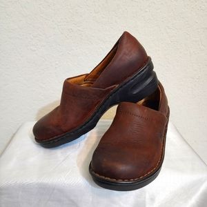 Born Brown Leather Clogs